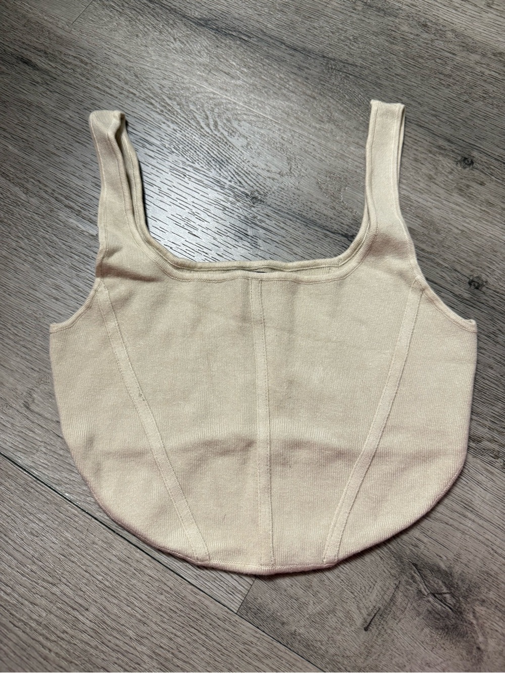 Windsor Beige Square-Neck Crop Tank
